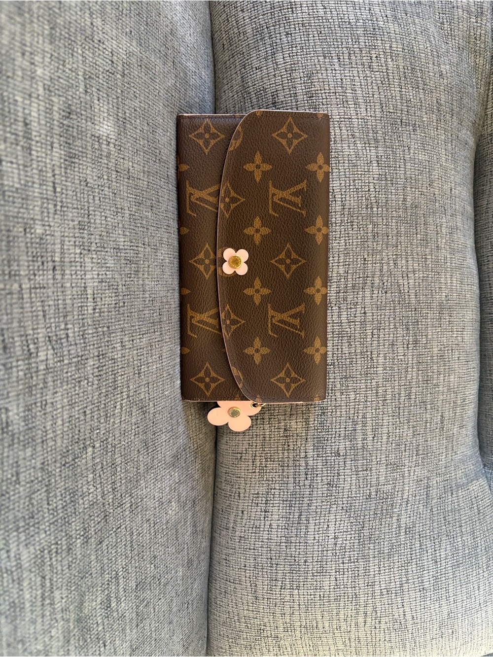 Louis Vuitton Brown Monogram Wallet with Pink Floral Snap